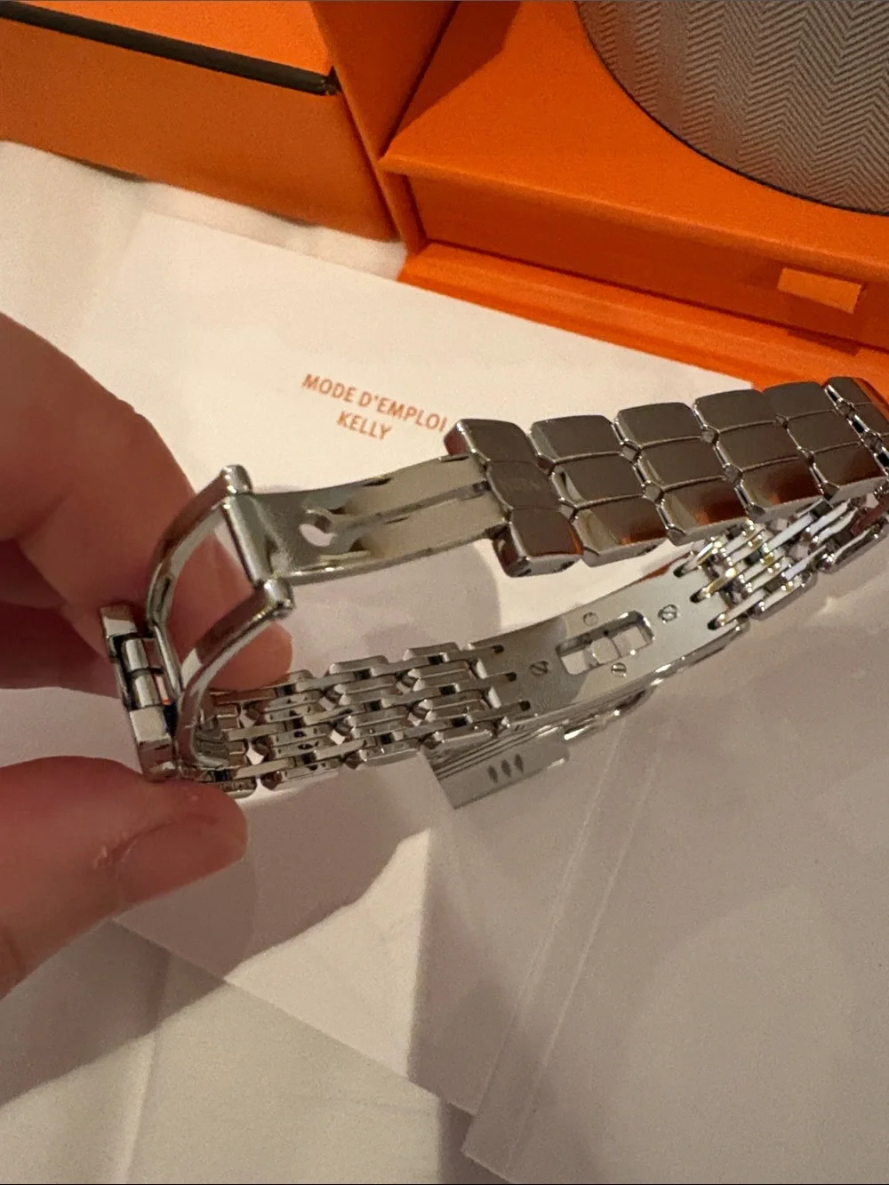 Brand new Hermes Kelly  Stainless Steel Bracelet Watch with Chain Detail